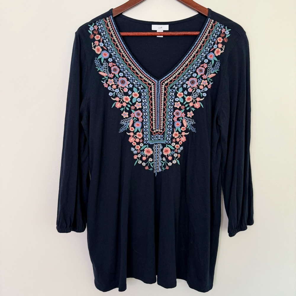 J Jill Modal Desert Botanical Embroidered Tunic Size Medium Boho Cottagecore